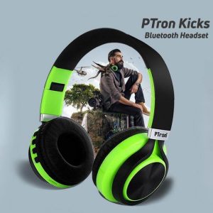 PTron Kicks Bluetooth Headphone With Mic (Green)